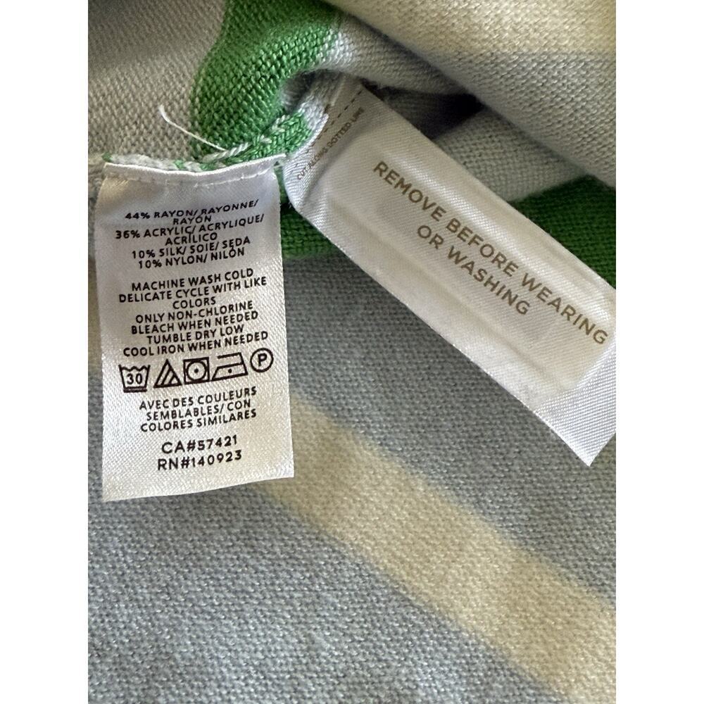 Ann Taylor Silk Blend Striped Sweater Large Blue Green Comfort Classic Preppy - Picture 7 of 8